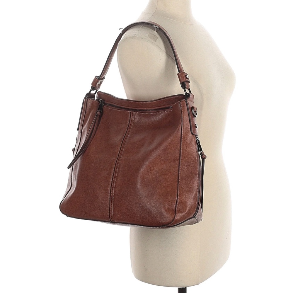 NWOT Realer Faux Leather Brown Hobo Boho Bag